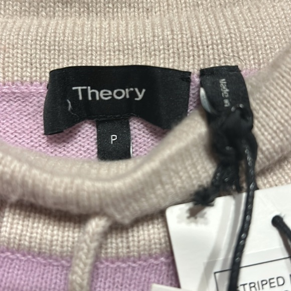 THEORY SWEATER STRIPED MOCK-NECK 100%CASHMERE PULLOVER Sz S MULTI COLOR …NWT - Picture 9 of 10